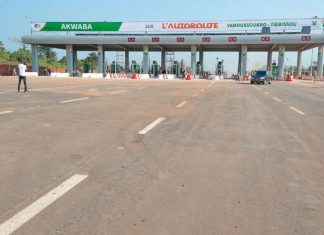 Côte d’Ivoire/ Poste à péage de l’autoroute Yamoussoukro-Tiébissou : 1 000 F CFA pour les petites voitures et 2 000 FCFA pour les poids lourds