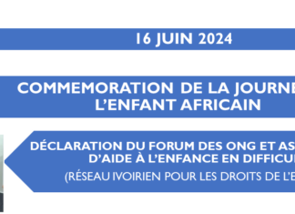 Journée de l’enfant africain édition 2024: Déclaration du Forum des ONG et associations d’aide à l’enfance en difficulté