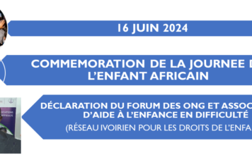 Journée de l’enfant africain édition 2024: Déclaration du Forum des ONG et associations d’aide à l’enfance en difficulté