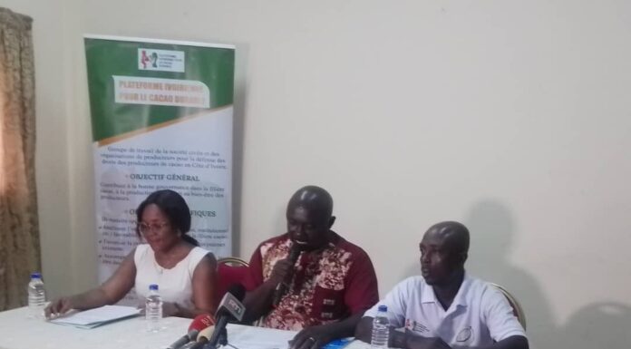 Conférence de presse de la Plateforme Ivoirienne pour le Cacao Durable : Plaidoyer pour un prix minimum bord champ entre 2 016 FCFA et 2 350 FCFA le kilogramme pour la campagne principale 2024-2025